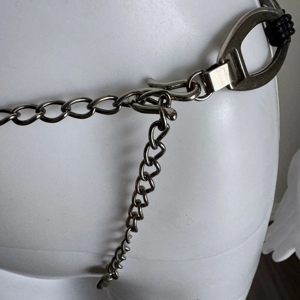 Vintage Hip Chain Link Belt With Leather Festival Boho Size S